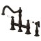 Kingston Brass KS3275PLBS Restoration 8" Bridge Kitchen Faucet W/ Sprayer, Bronze KS3275PLBS - alternate 1